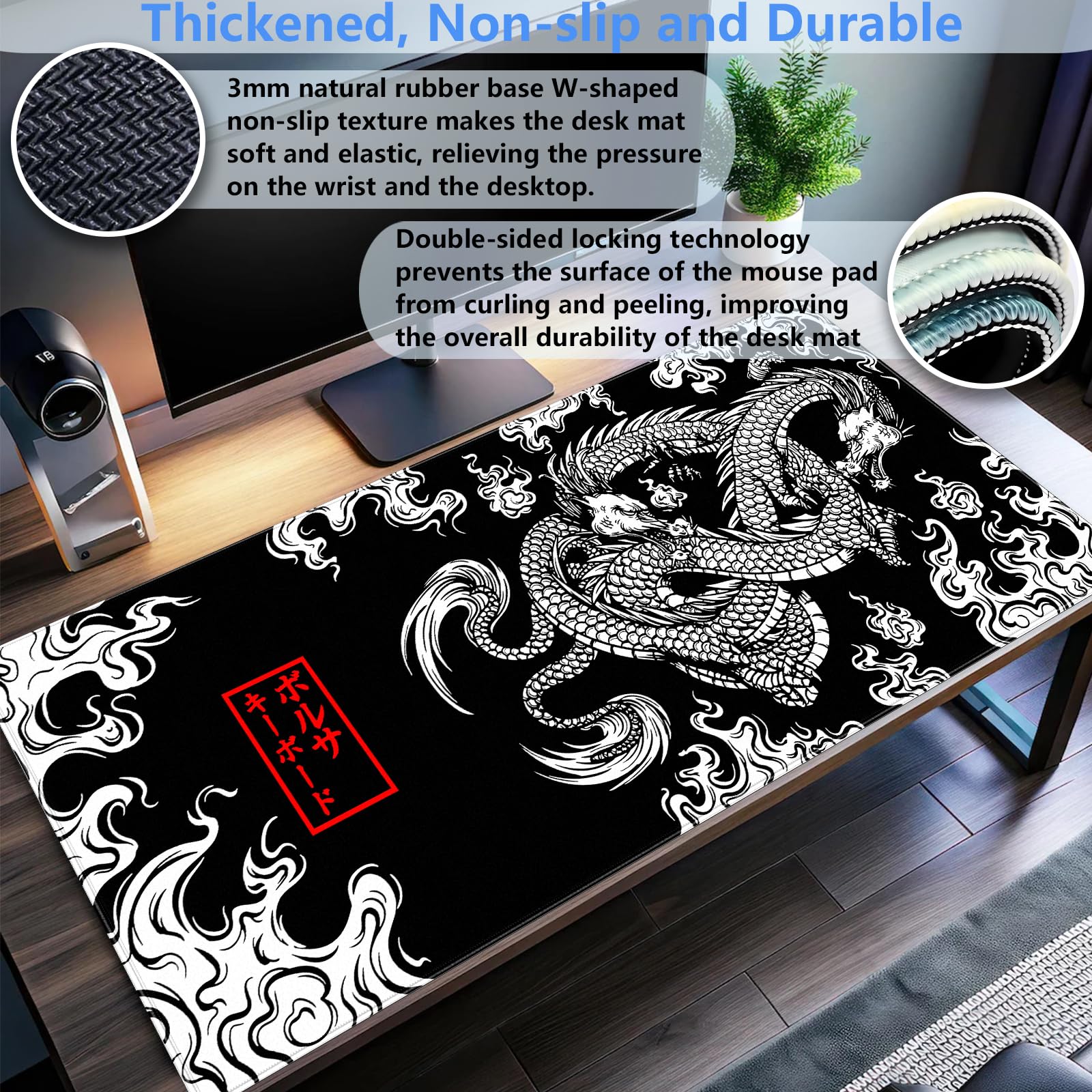 Amazon.com : Black and White Mouse Pad Extra Large Gaming Mousepad